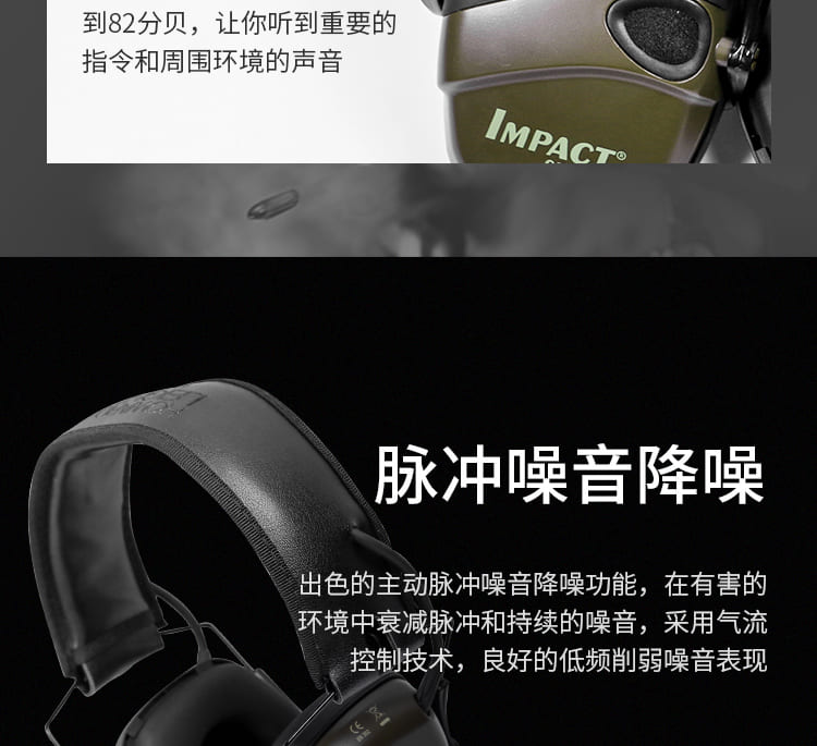 霍尼韦尔（Honeywell） R-01526 Impact 降噪拾音耳罩 (隔音、降噪、电子拾音耳罩、射击耳罩、音乐耳机、手机iPad可用)